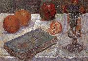 Paul Signac The still life having book and oranges oil on canvas